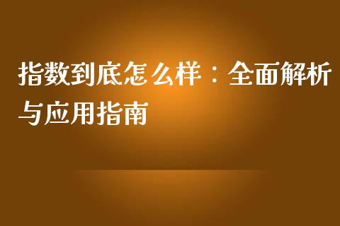 指数到底怎么样：全面解析与应用指南_https://wap.hpmsj.cn_财经时评_第1张