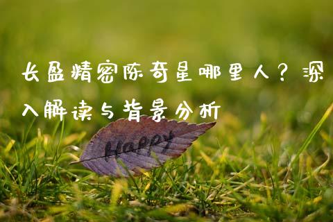 长盈精密陈奇星哪里人？深入解读与背景分析_https://wap.hpmsj.cn_外汇汇率_第1张