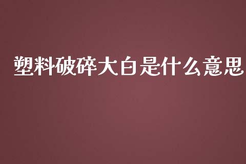 塑料破碎大白是什么意思_https://wap.hpmsj.cn_期货交易_第1张