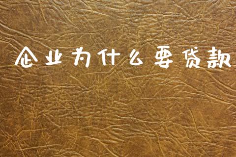 企业为什么要贷款_https://wap.hpmsj.cn_期货交易_第1张