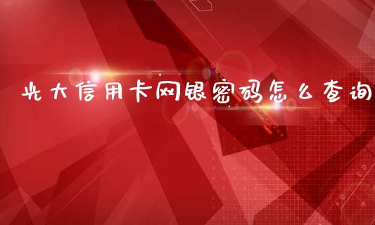光大信用卡网银密码怎么查询_https://wap.hpmsj.cn_金融机构_第1张