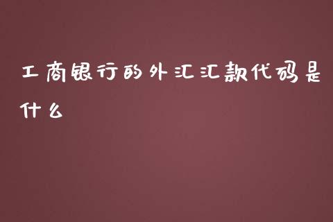 工商银行的外汇汇款代码是什么_https://wap.hpmsj.cn_债券投资_第1张