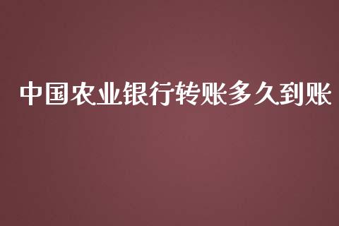 中国农业银行转账多久到账_https://wap.hpmsj.cn_期货交易_第1张