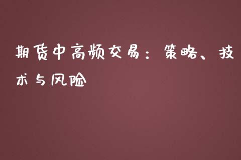 期货中高频交易：策略、技术与风险_https://wap.hpmsj.cn_财经时评_第1张