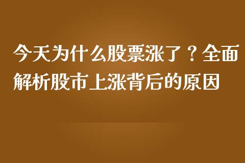 今天为什么股票涨了？全面解析股市上涨背后的原因_https://wap.hpmsj.cn_外汇汇率_第1张