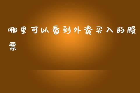 哪里可以看到外资买入的股票_https://wap.hpmsj.cn_财经时评_第1张