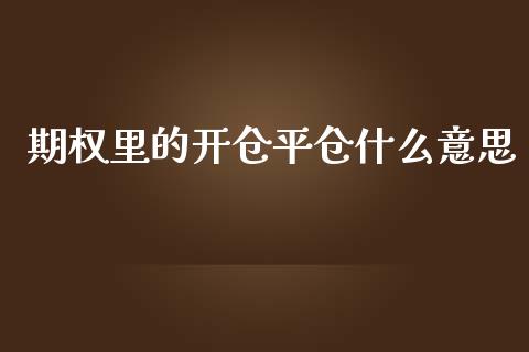 期权里的开仓平仓什么意思_https://wap.hpmsj.cn_金融机构_第1张