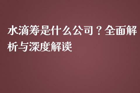 水滴筹是什么公司？全面解析与深度解读_https://wap.hpmsj.cn_金融机构_第1张