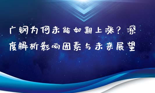 广钢为何未能如期上涨？深度解析影响因素与未来展望_https://wap.hpmsj.cn_期货交易_第1张