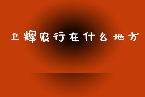 卫辉农行在什么地方_https://wap.hpmsj.cn_金融机构_第1张