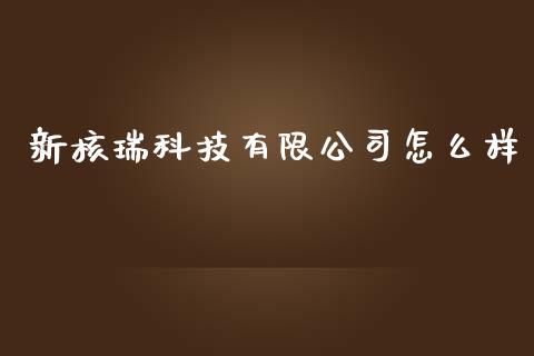 新核瑞科技有限公司怎么样_https://wap.hpmsj.cn_基金分析_第1张
