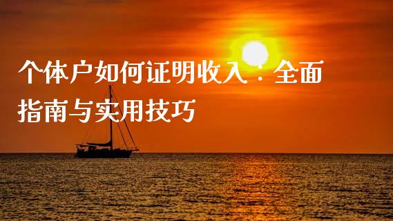 个体户如何证明收入：全面指南与实用技巧_https://wap.hpmsj.cn_外汇汇率_第1张