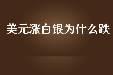 美元涨白银为什么跌_https://wap.hpmsj.cn_金融机构_第1张