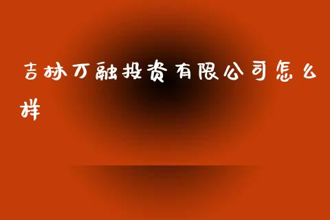 吉林万融投资有限公司怎么样_https://wap.hpmsj.cn_债券投资_第1张