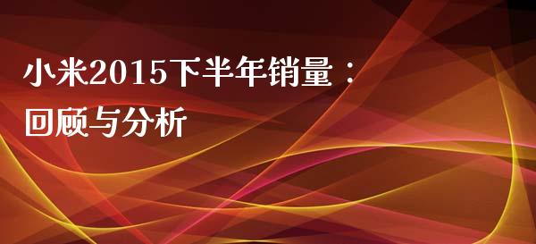 小米2015下半年销量：回顾与分析_https://wap.hpmsj.cn_基金分析_第1张