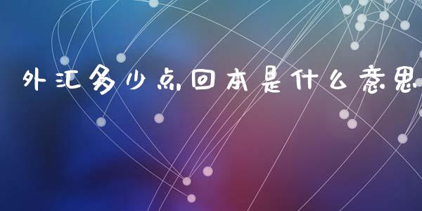 外汇多少点回本是什么意思_https://wap.hpmsj.cn_财经时评_第1张