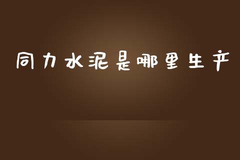 同力水泥是哪里生产_https://wap.hpmsj.cn_期货交易_第1张