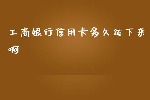工商银行信用卡多久能下来啊_https://wap.hpmsj.cn_财经时评_第1张