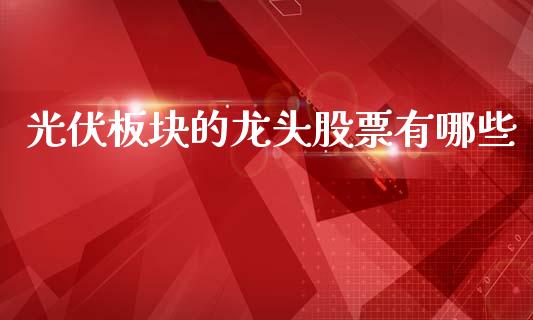 光伏板块的龙头股票有哪些_https://wap.hpmsj.cn_金融机构_第1张
