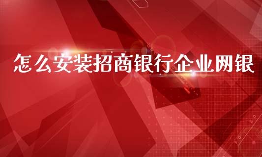 怎么安装招商银行企业网银_https://wap.hpmsj.cn_外汇汇率_第1张