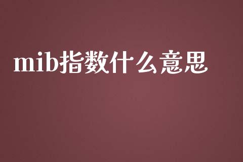 mib指数什么意思_https://wap.hpmsj.cn_外汇汇率_第1张