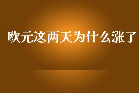 欧元这两天为什么涨了_https://wap.hpmsj.cn_金融机构_第1张