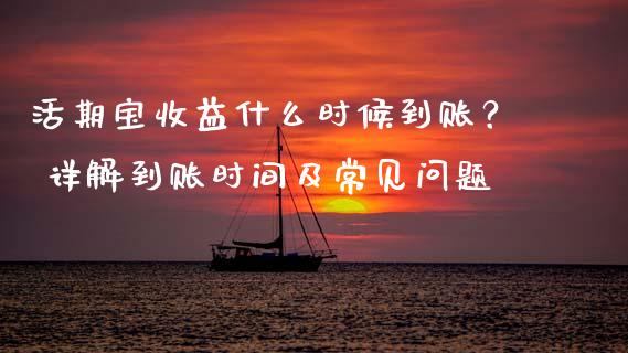 活期宝收益什么时候到账？ 详解到账时间及常见问题_https://wap.hpmsj.cn_期货交易_第1张