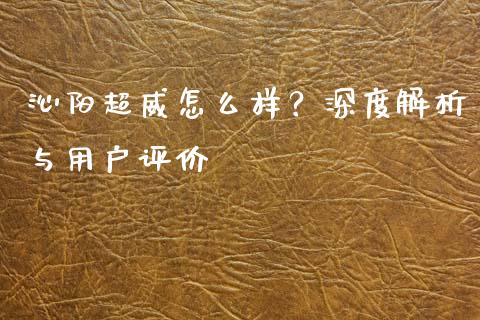 沁阳超威怎么样？深度解析与用户评价_https://wap.hpmsj.cn_债券投资_第1张