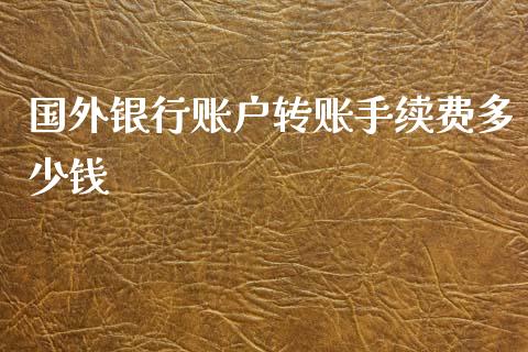 国外银行账户转账手续费多少钱_https://wap.hpmsj.cn_基金分析_第1张