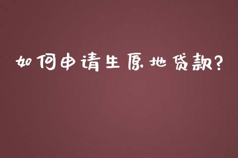 如何申请生原地贷款?_https://wap.hpmsj.cn_期货交易_第1张