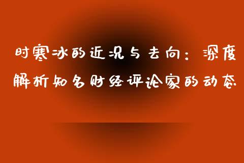 时寒冰的近况与去向：深度解析知名财经评论家的动态_https://wap.hpmsj.cn_外汇汇率_第1张