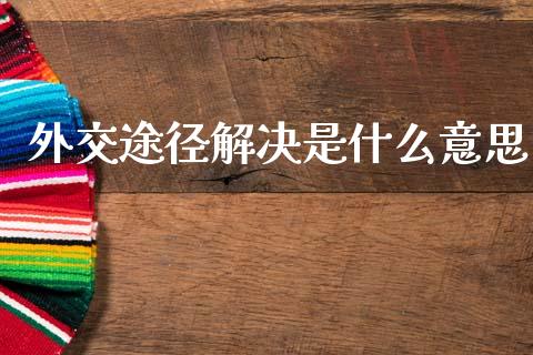 外交途径解决是什么意思_https://wap.hpmsj.cn_债券投资_第1张