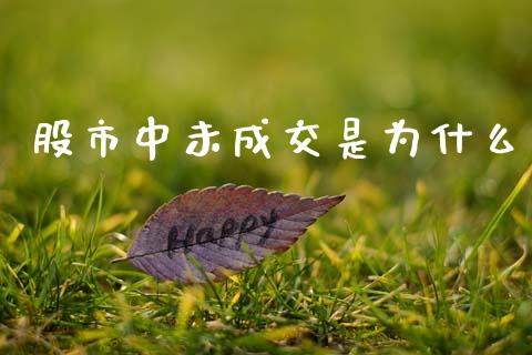 股市中未成交是为什么_https://wap.hpmsj.cn_财经时评_第1张