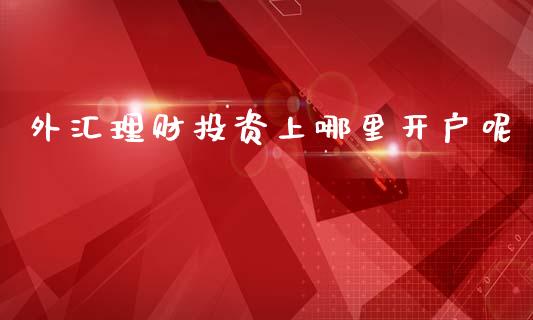 外汇理财投资上哪里开户呢_https://wap.hpmsj.cn_期货交易_第1张