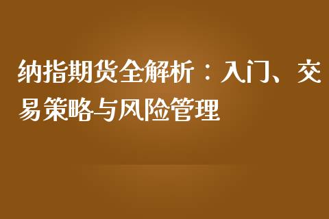 纳指期货全解析：入门、交易策略与风险管理_https://wap.hpmsj.cn_金融机构_第1张