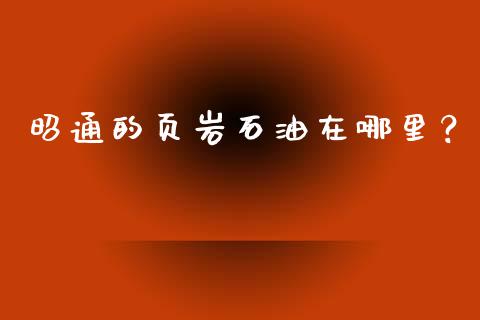 昭通的页岩石油在哪里？_https://wap.hpmsj.cn_财经时评_第1张
