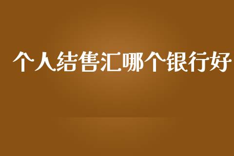 个人结售汇哪个银行好_https://wap.hpmsj.cn_财经时评_第1张