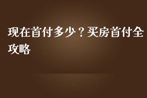 现在首付多少？买房首付全攻略_https://wap.hpmsj.cn_金融机构_第1张