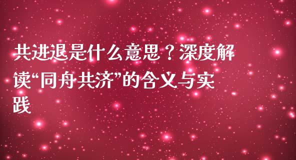 共进退是什么意思？深度解读“同舟共济”的含义与实践_https://wap.hpmsj.cn_外汇汇率_第1张