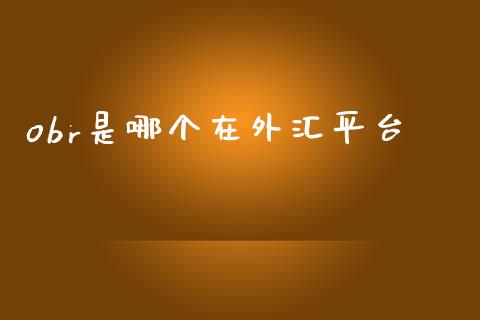 obr是哪个在外汇平台_https://wap.hpmsj.cn_金融机构_第1张