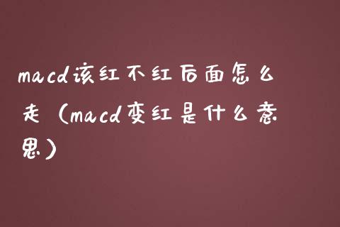 macd该红不红后面怎么走（macd变红是什么意思）_https://wap.hpmsj.cn_财经时评_第1张