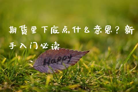 期货里下底点什么意思？新手入门必读_https://wap.hpmsj.cn_基金分析_第1张