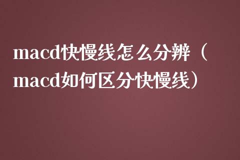 macd快慢线怎么分辨（macd如何区分快慢线）_https://wap.hpmsj.cn_外汇汇率_第1张