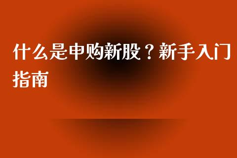 什么是申购新股？新手入门指南_https://wap.hpmsj.cn_债券投资_第1张