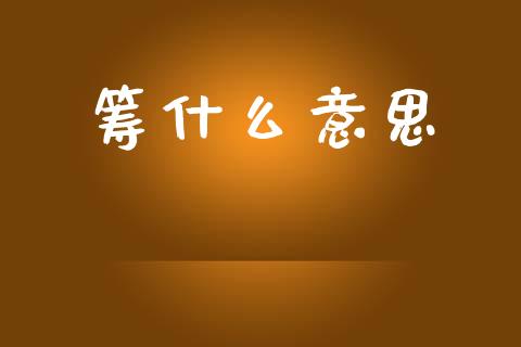 筹什么意思_https://wap.hpmsj.cn_财经时评_第1张