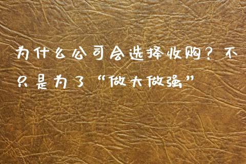 为什么公司会选择收购？不只是为了“做大做强”_https://wap.hpmsj.cn_基金分析_第1张