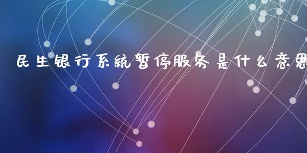 民生银行系统暂停服务是什么意思_https://wap.hpmsj.cn_外汇汇率_第1张