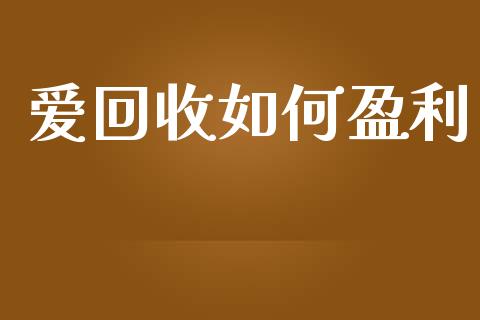 爱回收如何盈利_https://wap.hpmsj.cn_财经时评_第1张