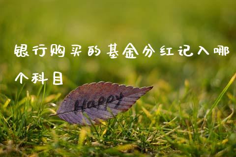 银行购买的基金分红记入哪个科目_https://wap.hpmsj.cn_期货交易_第1张