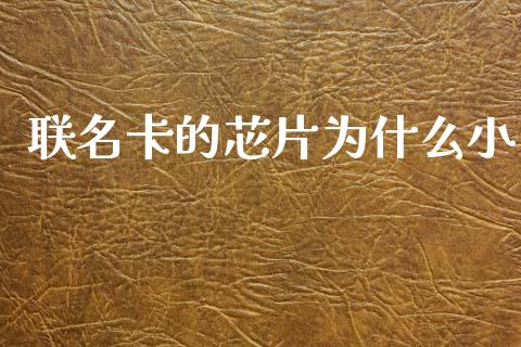 联名卡的芯片为什么小_https://wap.hpmsj.cn_财经时评_第1张